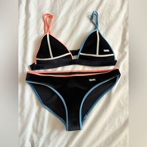 Triangl Swimwear Black Bikini with Blue and Pink Trim